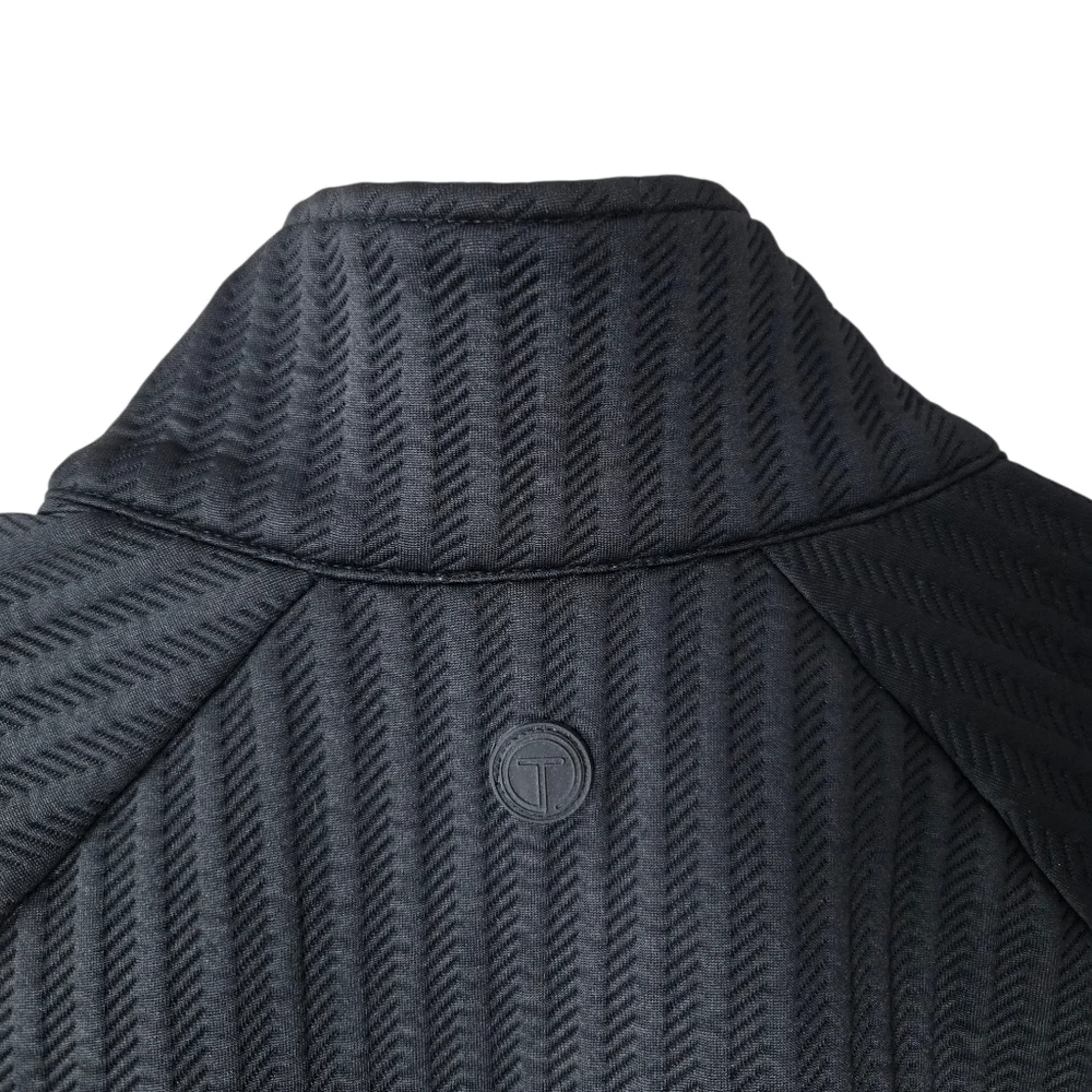 T By Talbots Textured Jacquard Jacket Black Full-Zip Pockets NEW